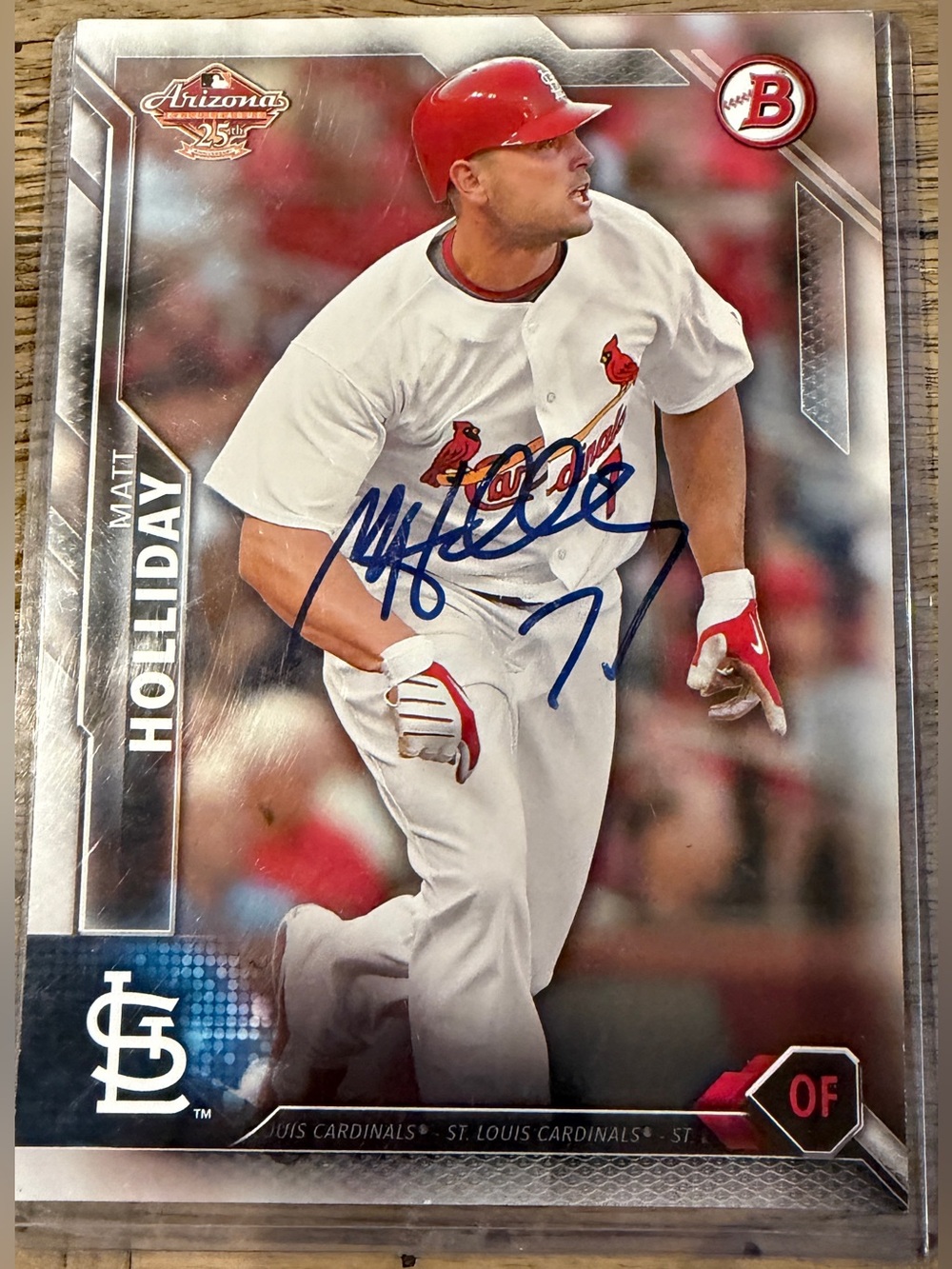 2016 Bowman Matt Holliday Arizona Fall League 5x7 Autographed Card #17